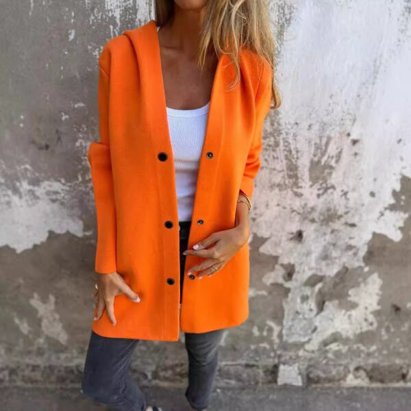 Casual Hooded Single-Breasted Cardigan Fashion Loose Solid Color Jacket Spring And Autumn Women's Clothing - Image 4