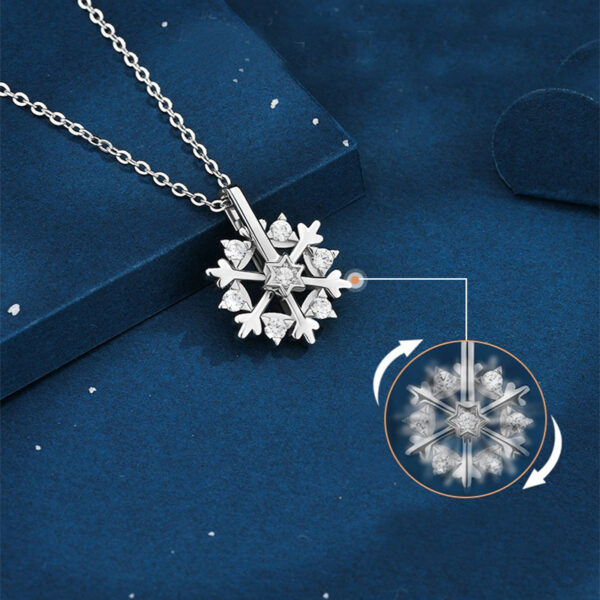 Rotatable 925 Silver Snowflake Necklace Women Luxury Niche Design Shiny Rhinestone Jewelry Autumn And Winter Birthday Gift For Friends - Image 5