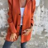 Casual Hooded Single-Breasted Cardigan Fashion Loose Solid Color Jacket Spring And Autumn Women's Clothing - Image 10