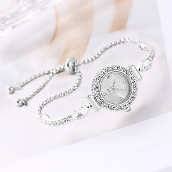 Diamond Dial Decorative Pull-out Bracelet Watch - Image 3