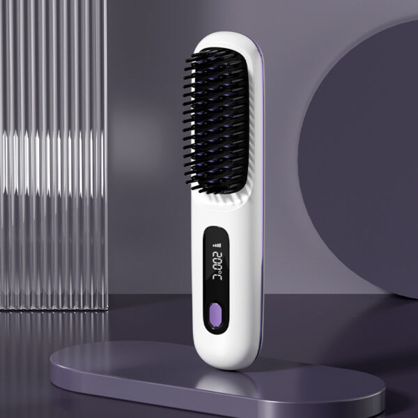 2 In 1 Straight Hair Comb Wireless Hair Straightener Brush Hair Fast Heating Portable Hot Curler USB Charging - Image 8