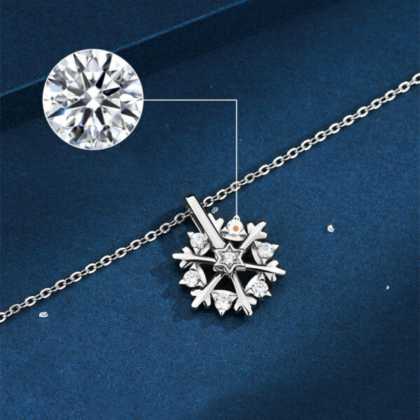 Rotatable 925 Silver Snowflake Necklace Women Luxury Niche Design Shiny Rhinestone Jewelry Autumn And Winter Birthday Gift For Friends - Image 2