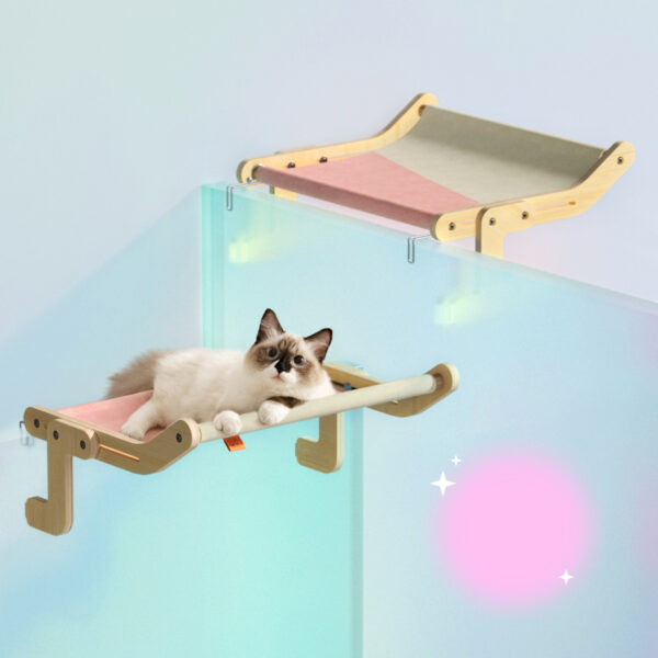 Mewoofun Pet Cat Window Perch 4 Color Wooden Assembly Hanging Bed Cotton Canvas Easy Washable Multi-Ply Plywood New Dropshipping - Image 5