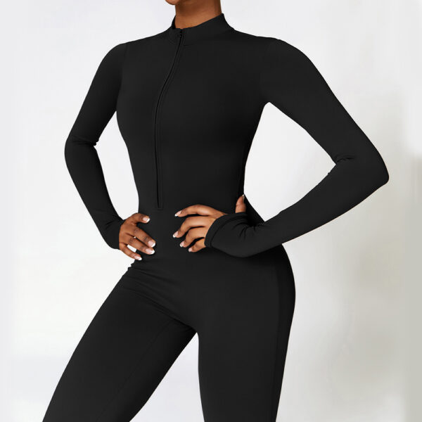 Warm Zipper Long-sleeved Jumpsuit Yoga Fitness Sports Pants Breathable Bodysuit Women's Clothing - Image 4