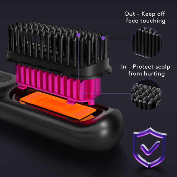 2 In 1 Straight Hair Comb Wireless Hair Straightener Brush Hair Fast Heating Portable Hot Curler USB Charging - Image 7