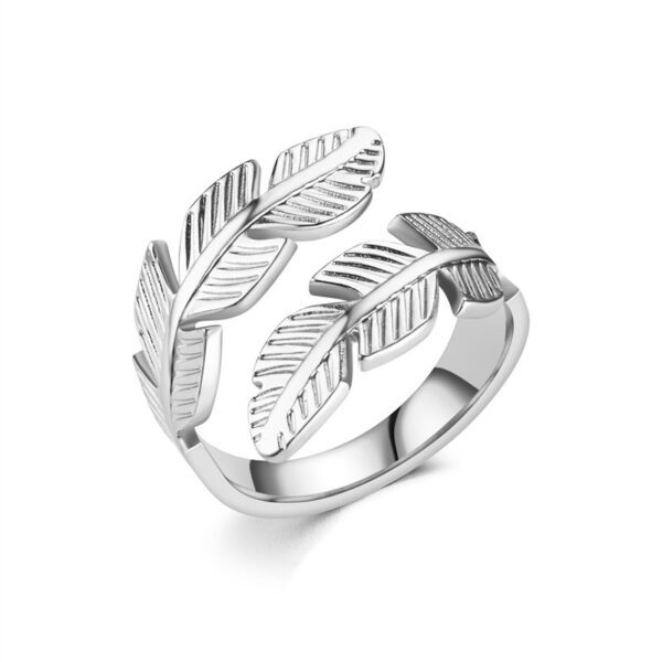 Feather Ring Open Titanium Steel Ring Gold And Silver Color Opening Rings Creative Simple Feather Handmade Party Jewelry Gifts - Image 4