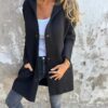Casual Hooded Single-Breasted Cardigan Fashion Loose Solid Color Jacket Spring And Autumn Women's Clothing - Image 8