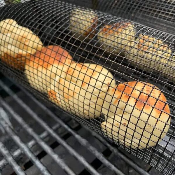 Rolling Grilling Basket Metal BBQ Barbecue Basket Net Portable Outdoor Camping Barbecue Rack Kitchen Gadgets - Image 7